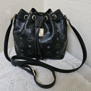 MCM Black Small Bucket Shoulder Crossbody Bag AUTHENTIC